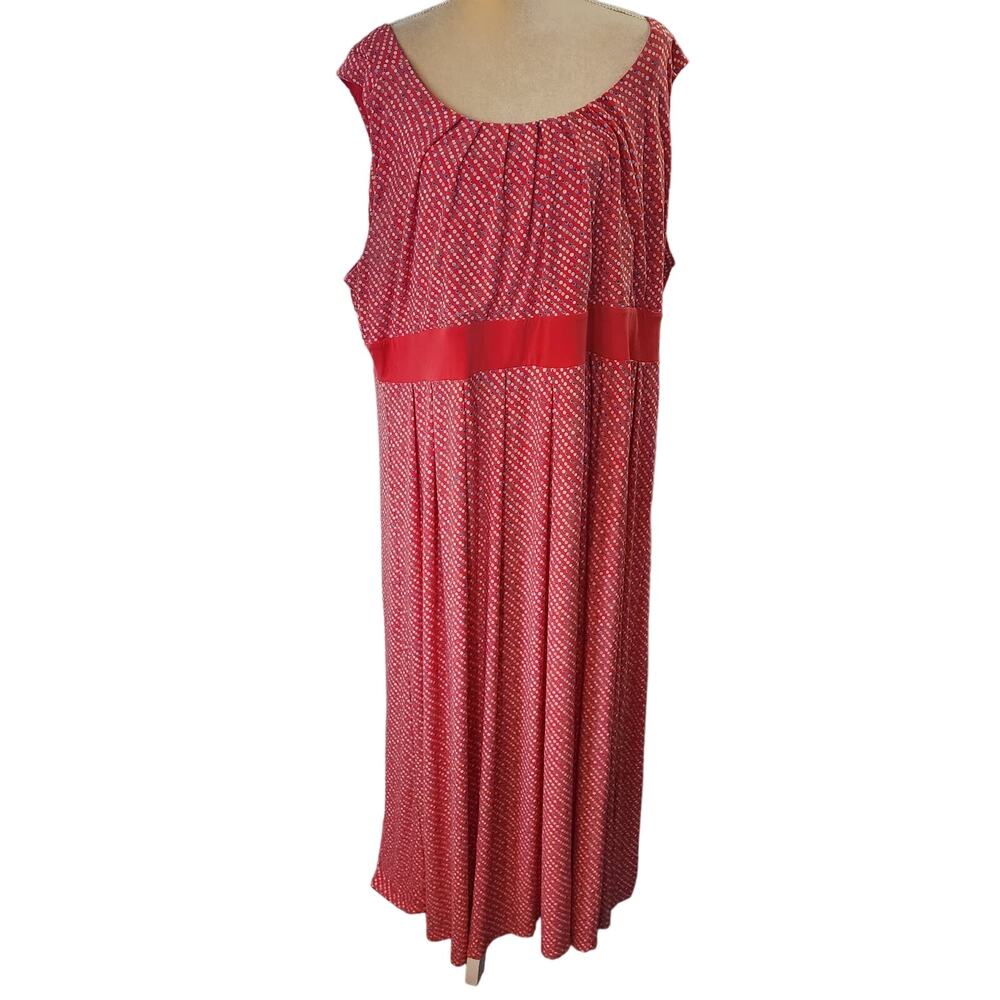Woman Within Women's Multicolored Pleated Neckline Sleeveless Tank Plus Dress 2X